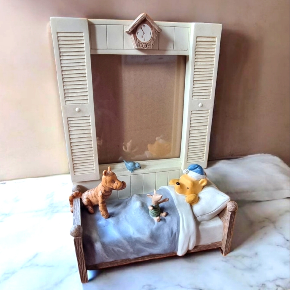 Disney Classic Winnie The Pooh Ready For Bed Cream and Blue Picture Frame